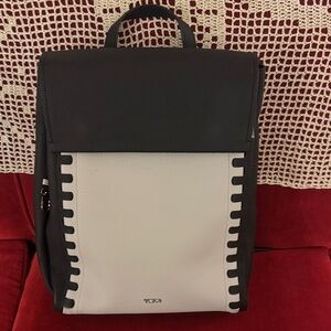 Tumi Kimball Two-Tone Black and light grey Leather Backpack